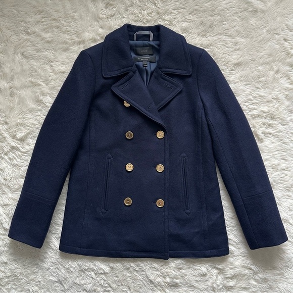 J. Crew Jacket The 2008 Andover Peacoat Italian Wool Gold Buttons Navy 6 - Picture 2 of 13